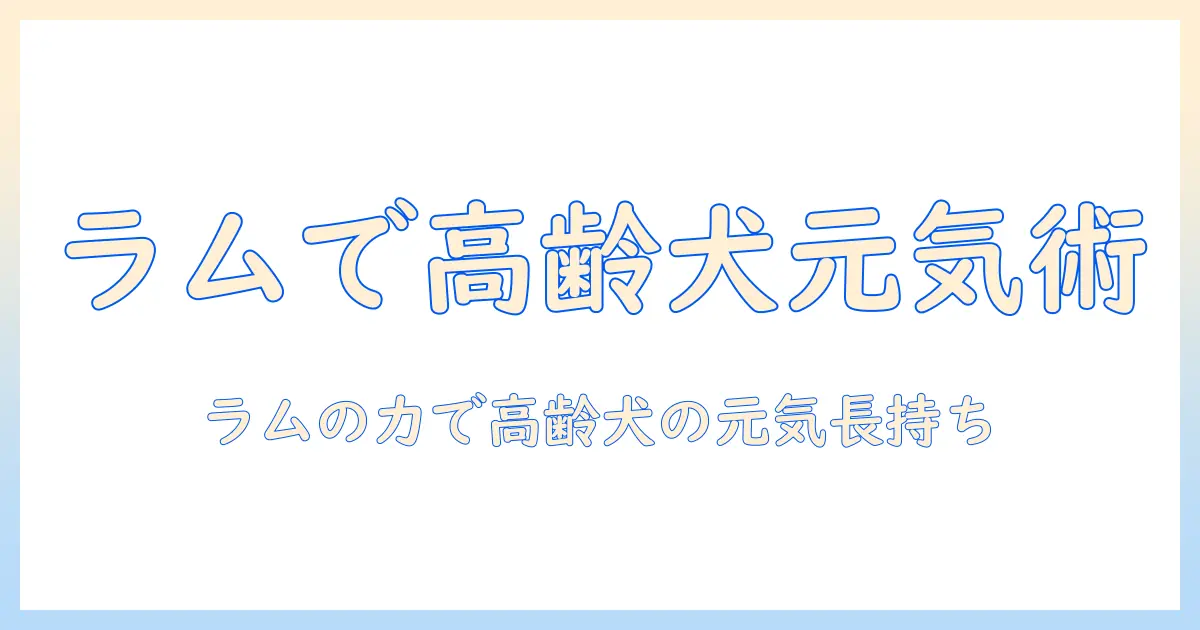 シニア犬のためのラム入りドッグフード選び方とおすすめポイント