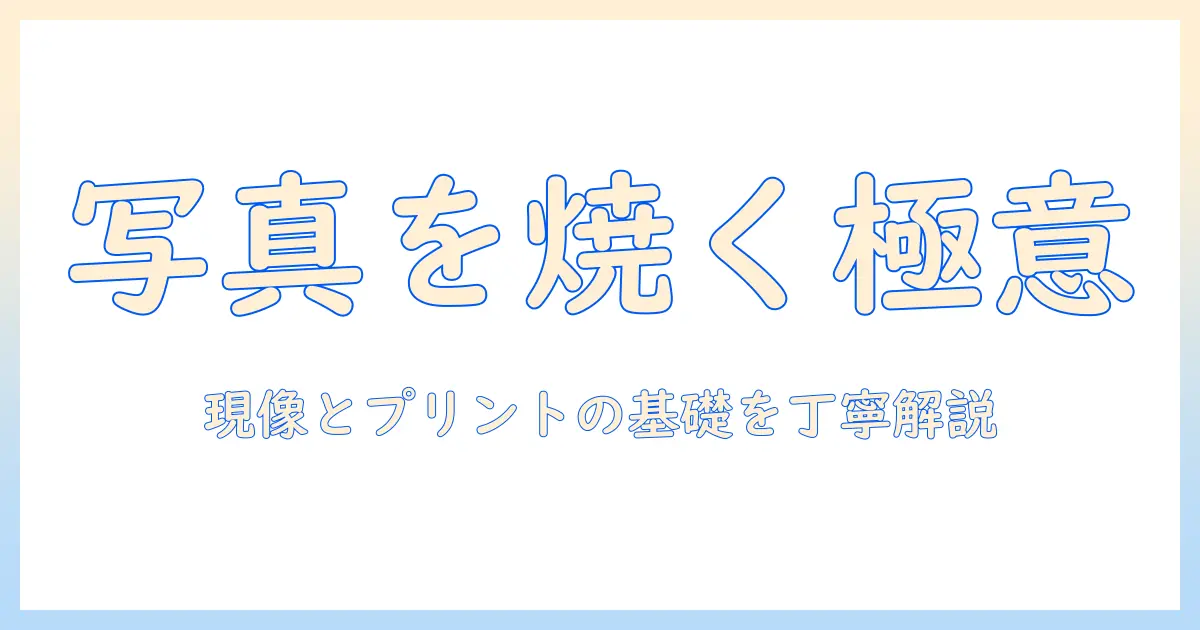 写真 焼くとは: 初心者向けの現像とプリントの基礎解説