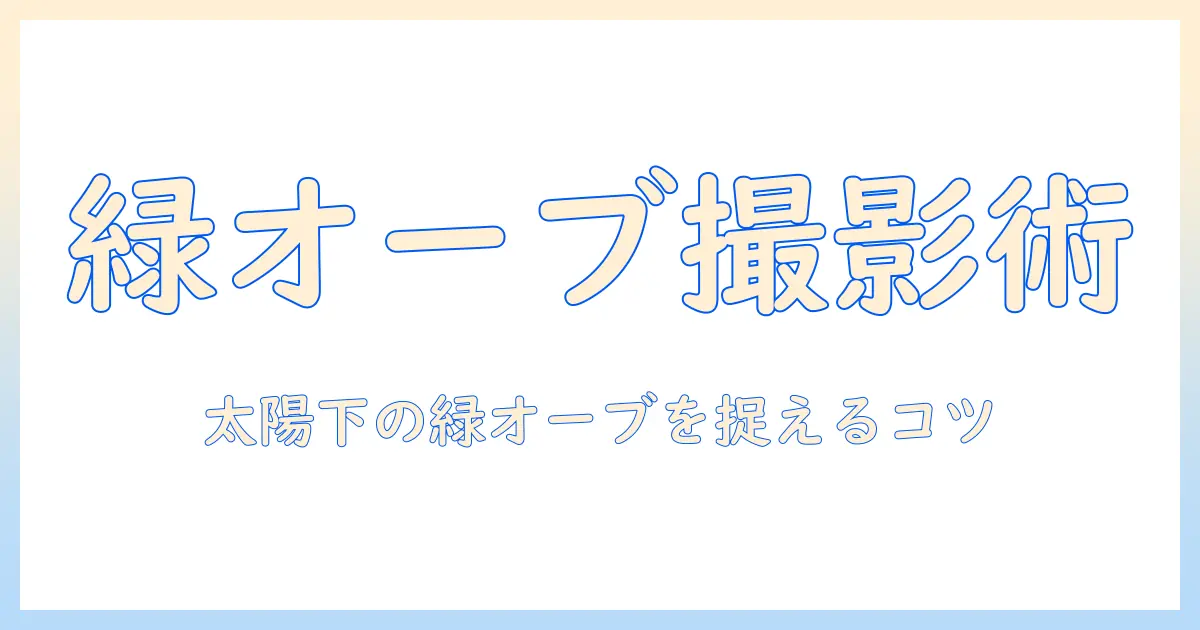 太陽 写真 オーブ 緑の正体と撮影テクニック：緑のオーブを写真に捉える方法と注意点