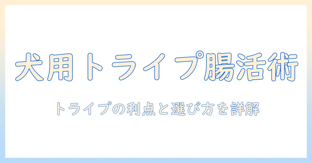 犬のためのドッグフード選びガイド：トライプのメリットと選び方を徹底解説