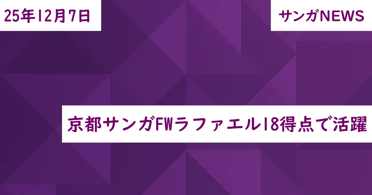京都サンガFWラファエル18得点で活躍