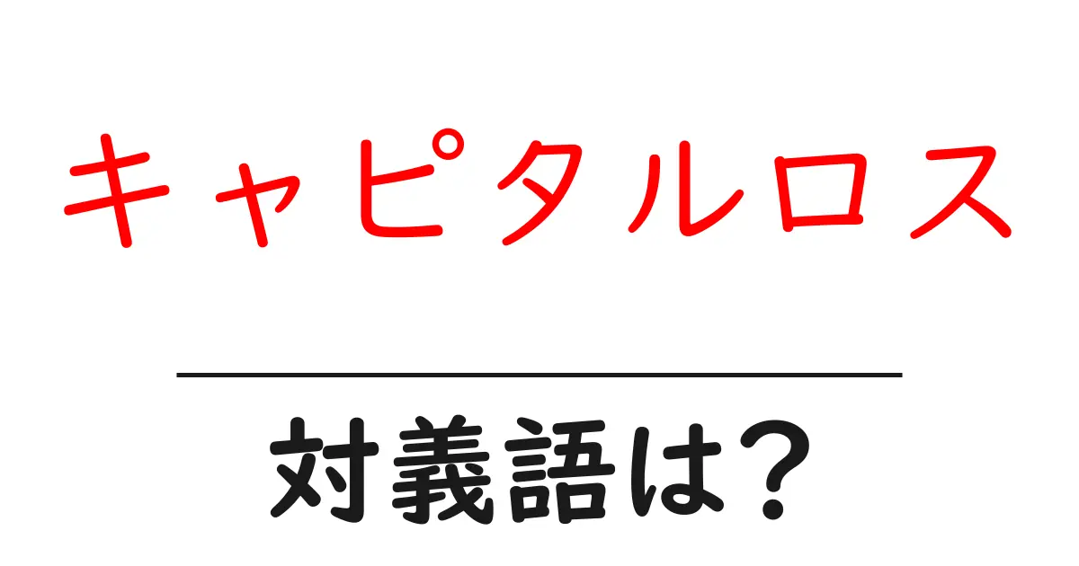 キャピタルロスの対義語・反対語を使用例を交えて分かりやすく解説!