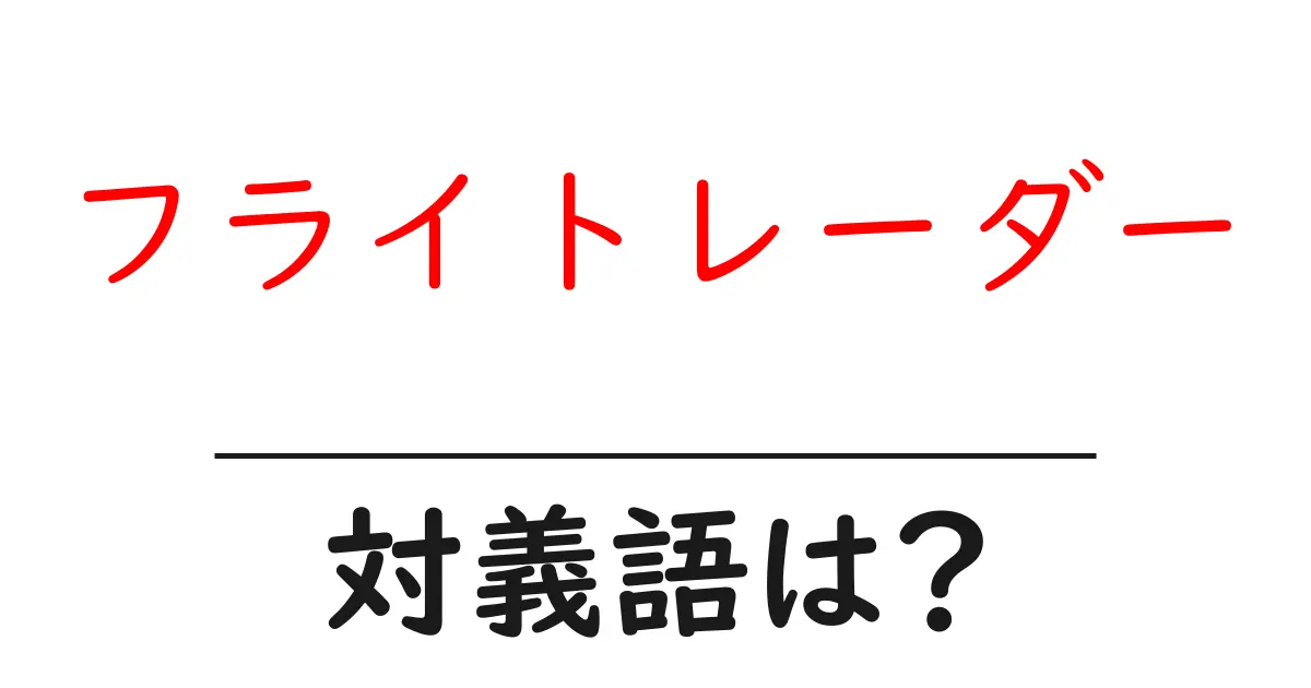 フライトレーダーの対義語・反対語を使用例を交えて分かりやすく解説!