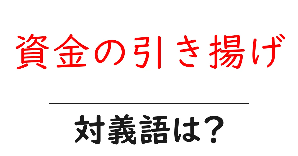 資金の引き揚げの対義語・反対語を使用例を交えて分かりやすく解説!