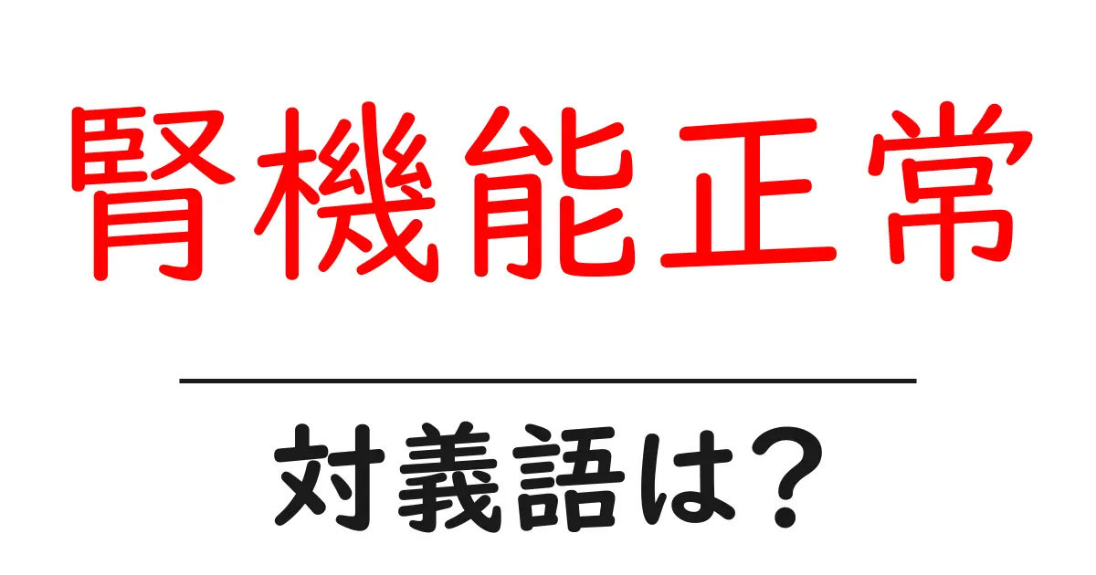 腎機能正常の対義語・反対語を使用例を交えて分かりやすく解説!