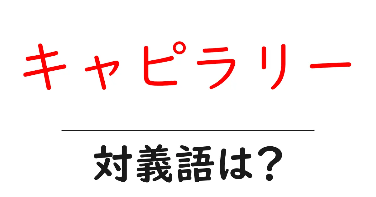 キャピラリーの対義語・反対語を使用例を交えて分かりやすく解説！