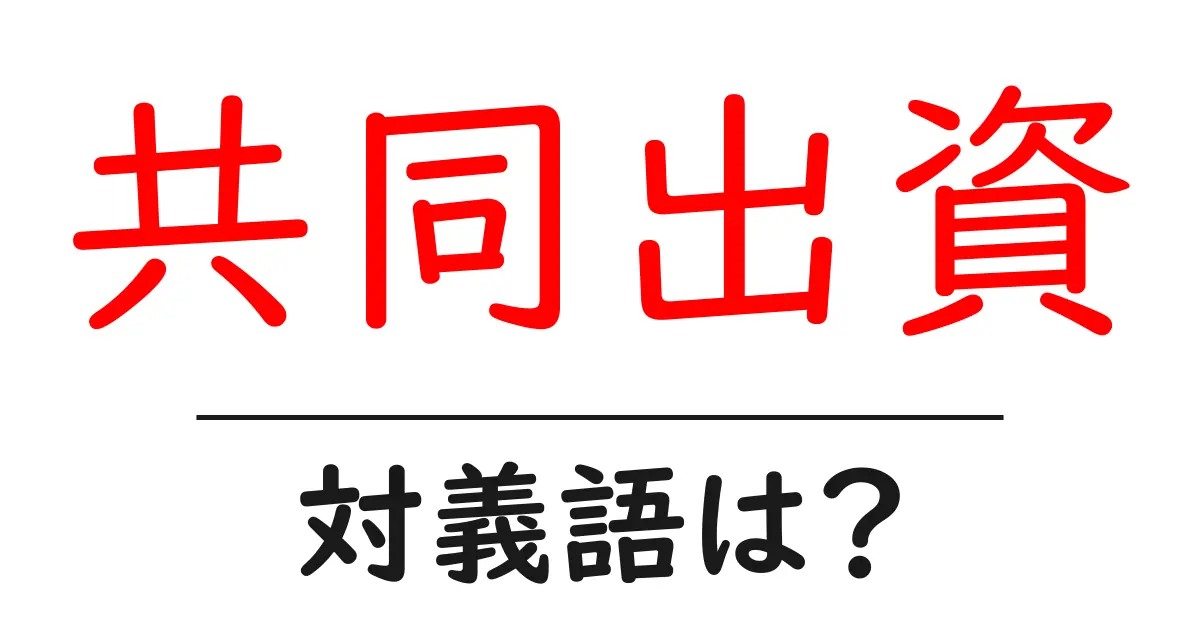 共同出資の対義語・反対語を使用例を交えて分かりやすく解説！