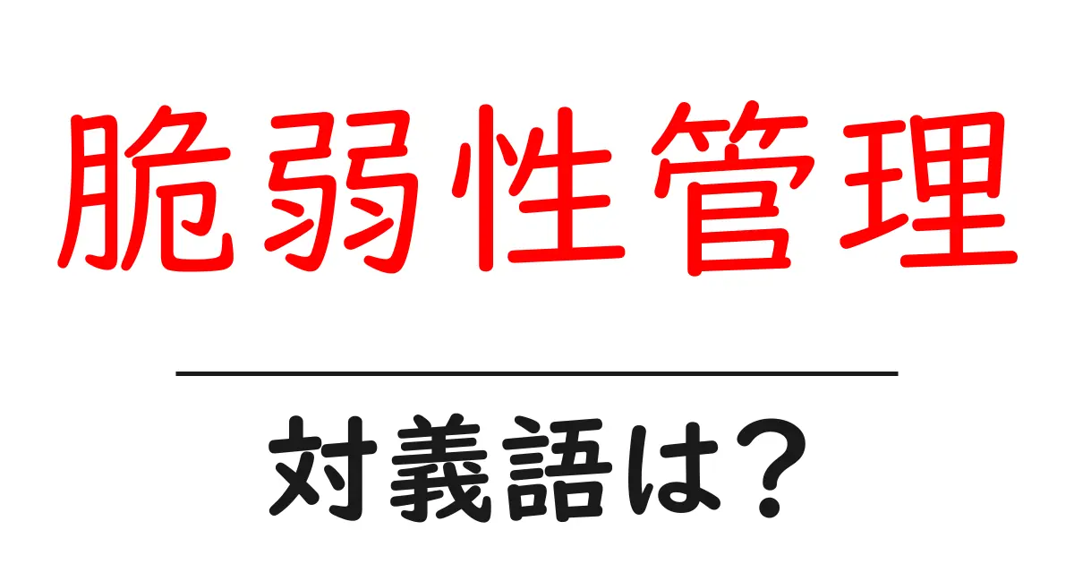 脆弱性管理の対義語・反対語を使用例を交えて分かりやすく解説!