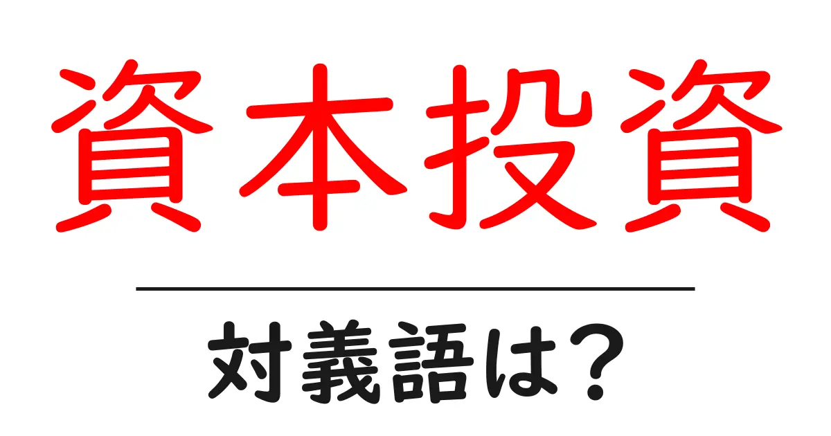 資本投資の対義語・反対語を使用例を交えて分かりやすく解説!