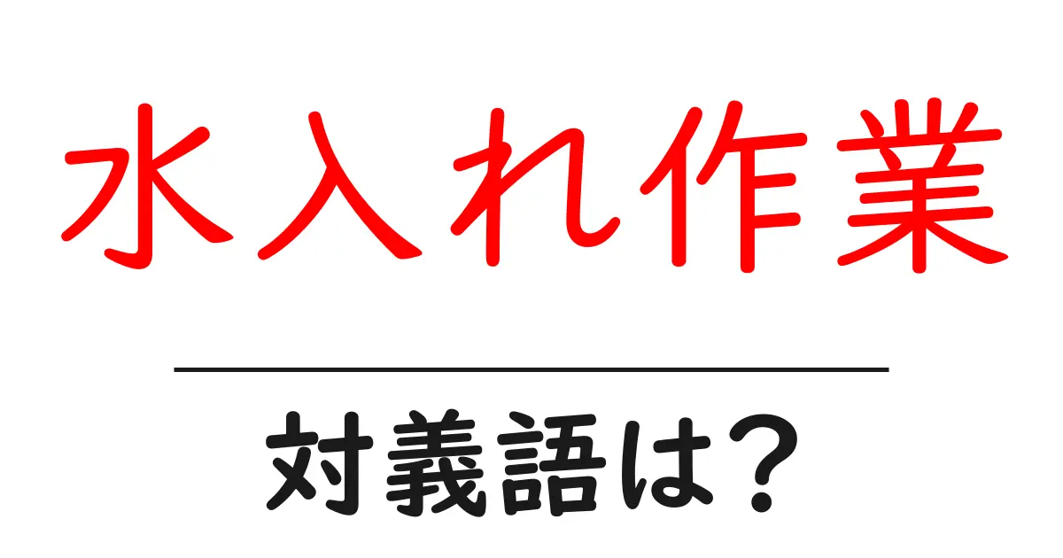 水入れ作業の対義語・反対語を使用例を交えて分かりやすく解説!