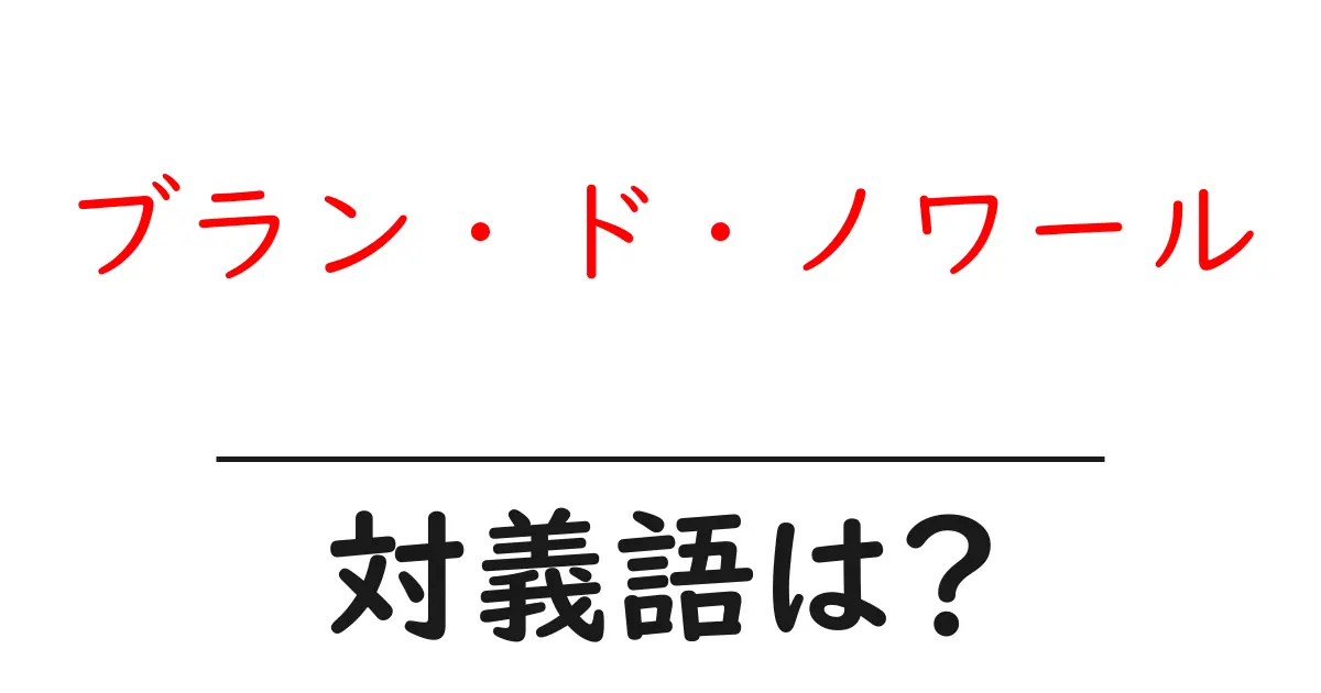 ブラン・ド・ノワールの対義語・反対語を使用例を交えて分かりやすく解説!