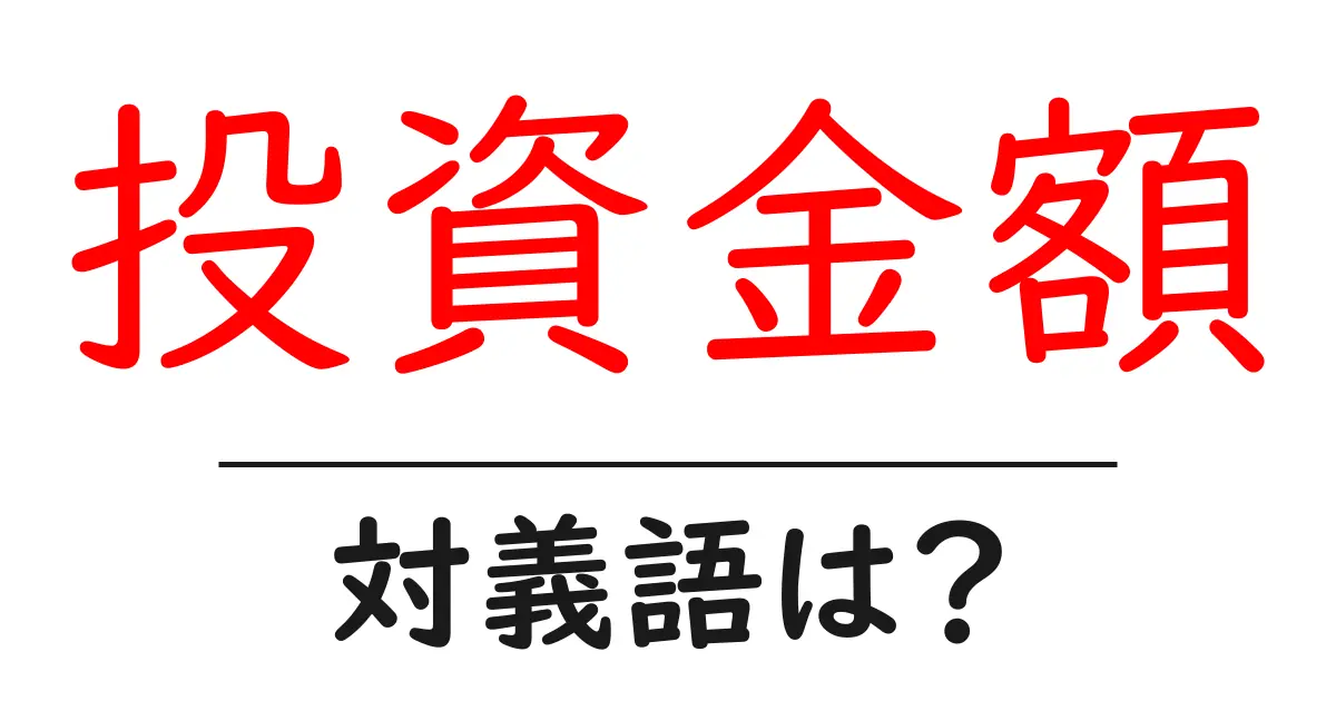 投資金額の対義語・反対語を使用例を交えて分かりやすく解説!