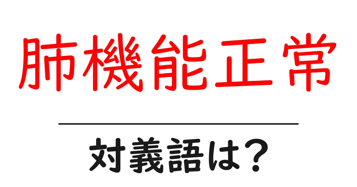 肺機能正常の対義語・反対語を使用例を交えて分かりやすく解説！