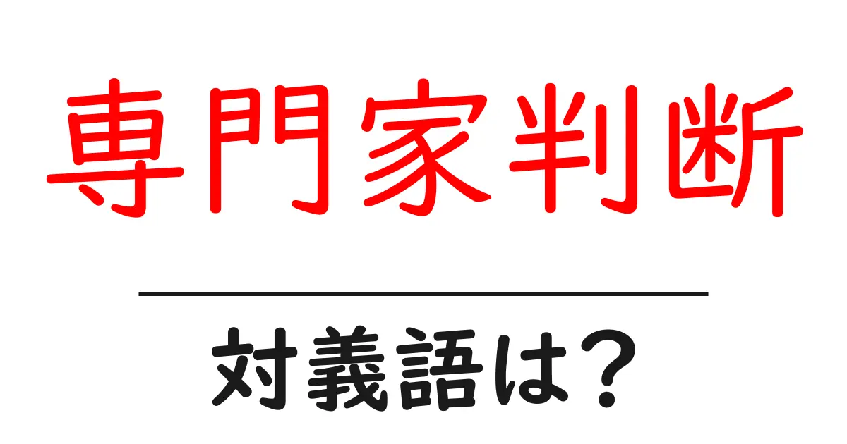 専門家判断の対義語・反対語を使用例を交えて分かりやすく解説！