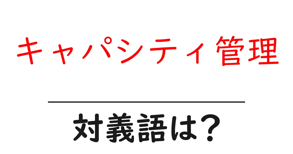 キャパシティ管理の対義語・反対語を使用例を交えて分かりやすく解説!