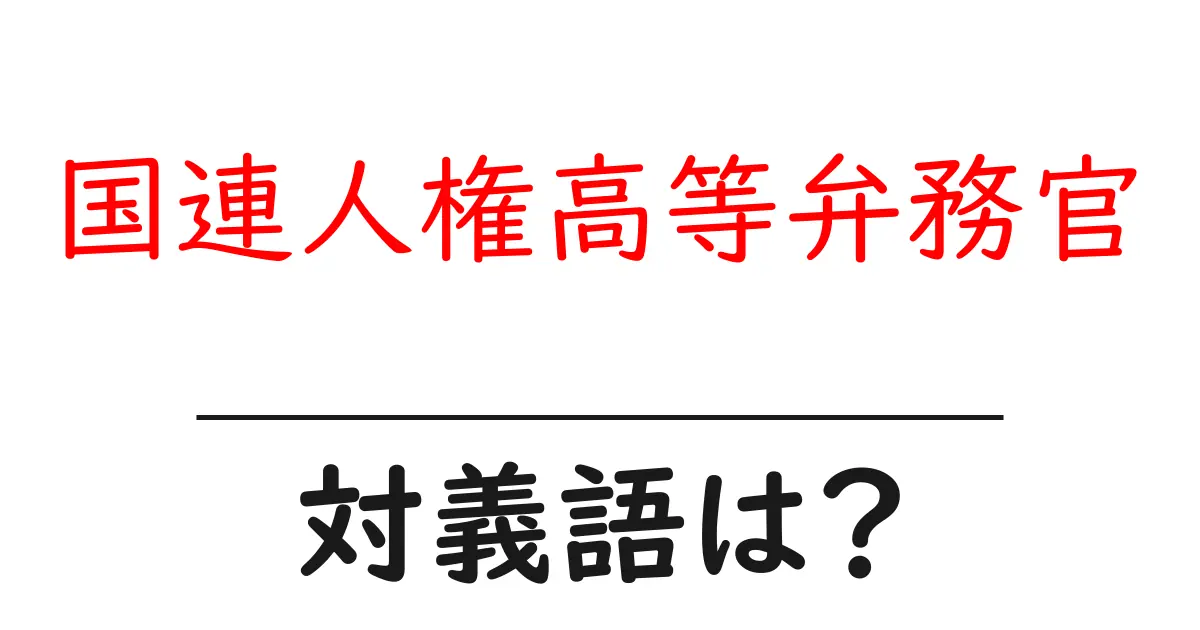 国連人権高等弁務官の対義語・反対語を使用例を交えて分かりやすく解説!