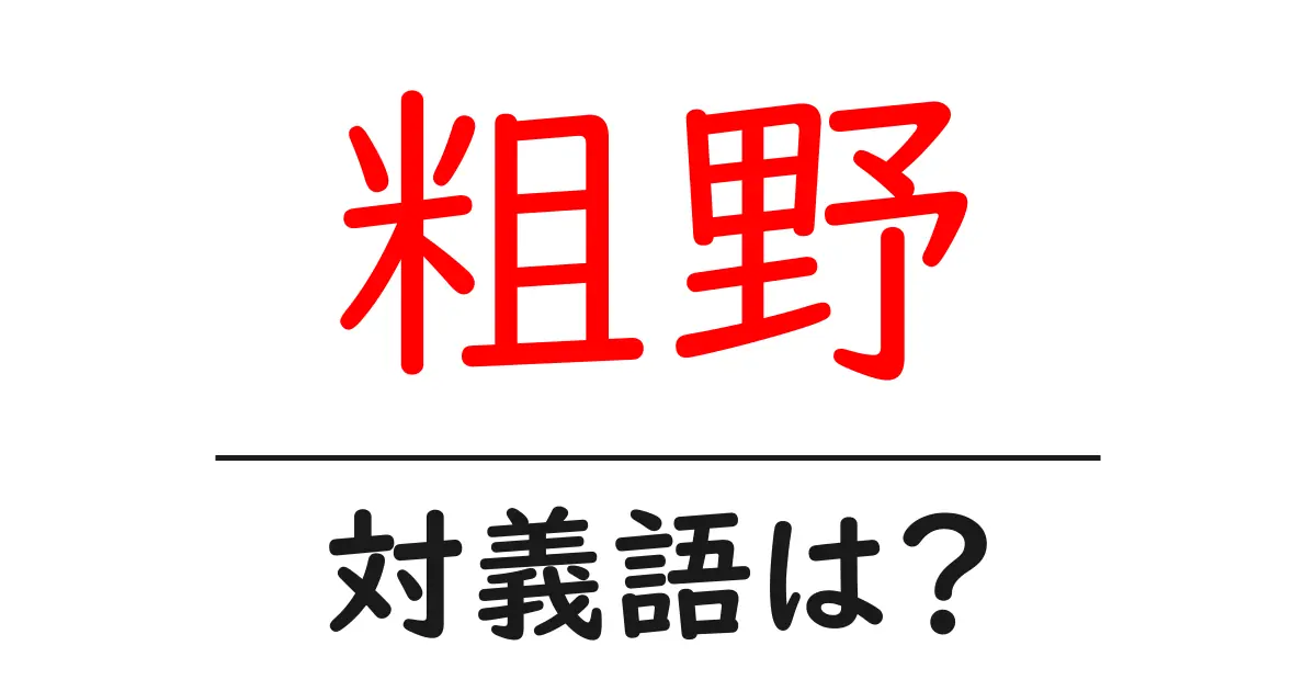 粗野の対義語・反対語を使用例を交えて分かりやすく解説!