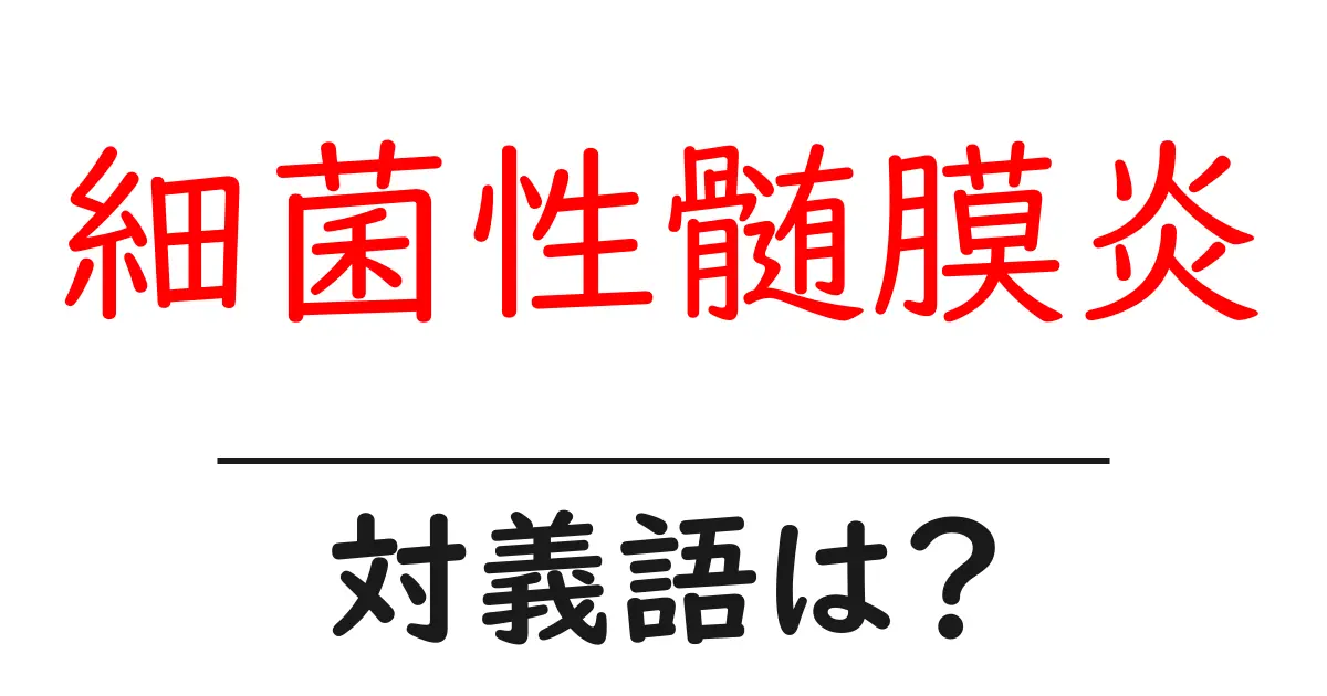 細菌性髄膜炎の対義語・反対語を使用例を交えて分かりやすく解説！