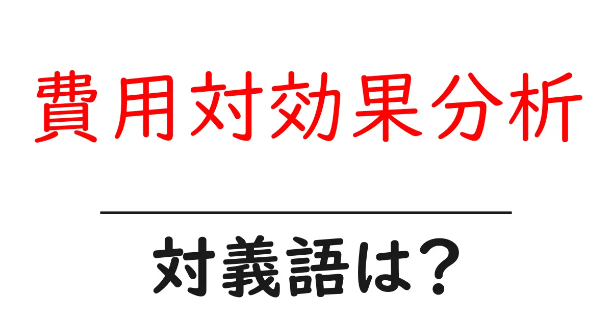 費用対効果分析の対義語・反対語を使用例を交えて分かりやすく解説!