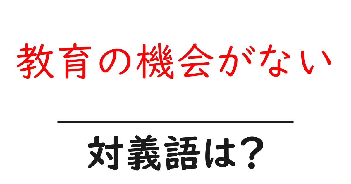 教育の機会がないの対義語・反対語を使用例を交えて分かりやすく解説!