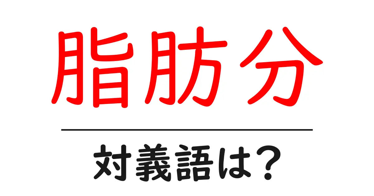 脂肪分の対義語・反対語を使用例を交えて分かりやすく解説！