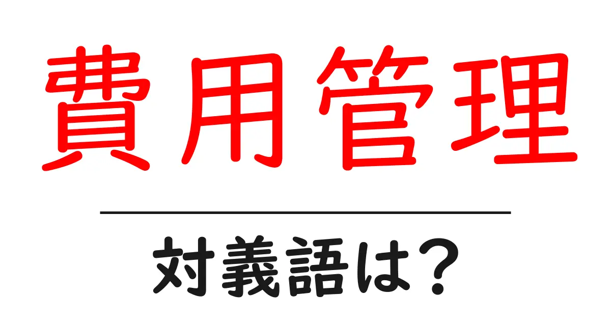 費用管理の対義語・反対語を使用例を交えて分かりやすく解説!