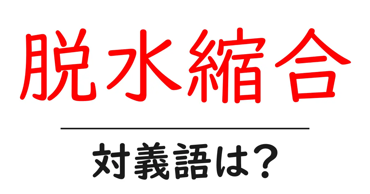 脱水縮合の対義語・反対語を使用例を交えて分かりやすく解説!