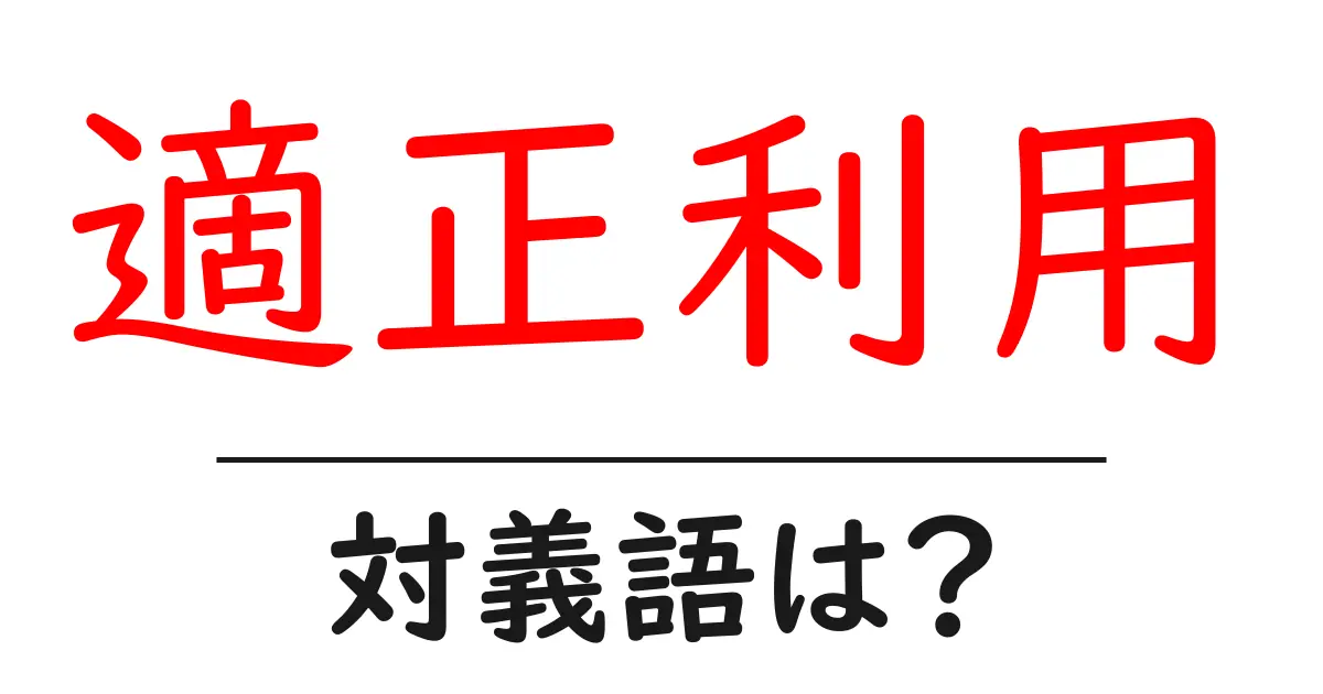 適正利用の対義語・反対語を使用例を交えて分かりやすく解説!