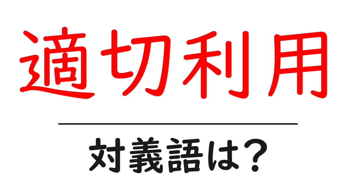 適切利用の対義語・反対語を使用例を交えて分かりやすく解説!