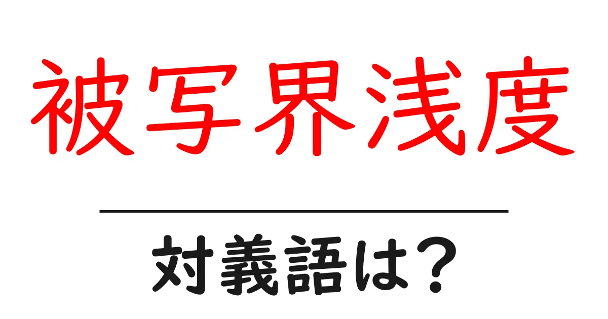 被写界浅度の対義語・反対語を使用例を交えて分かりやすく解説!