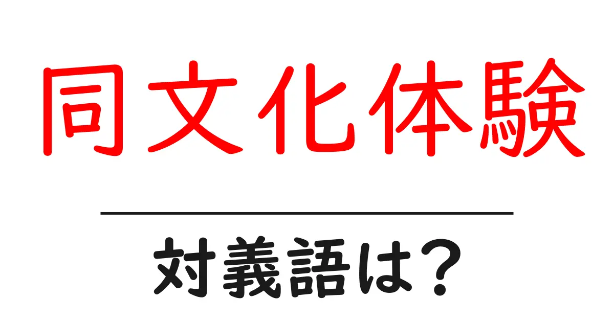 同文化体験の対義語・反対語を使用例を交えて分かりやすく解説!
