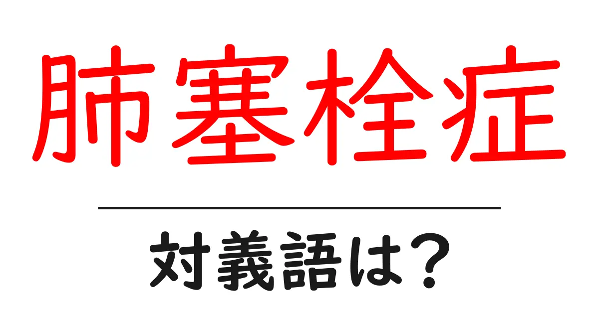 肺塞栓症の対義語・反対語を使用例を交えて分かりやすく解説！