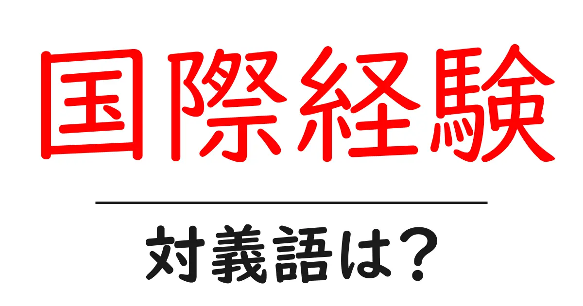 国際経験の対義語・反対語を使用例を交えて分かりやすく解説!