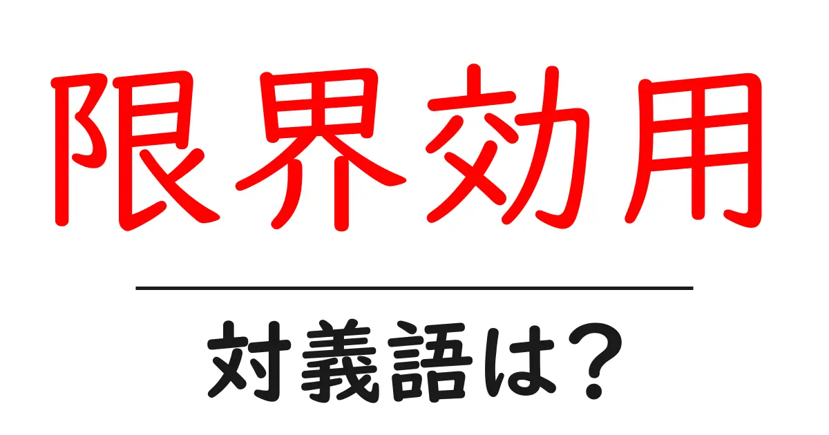 限界効用の対義語・反対語を使用例を交えて分かりやすく解説!