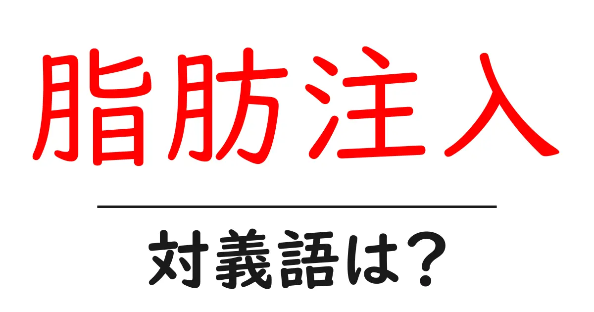 脂肪注入の対義語・反対語を使用例を交えて分かりやすく解説！