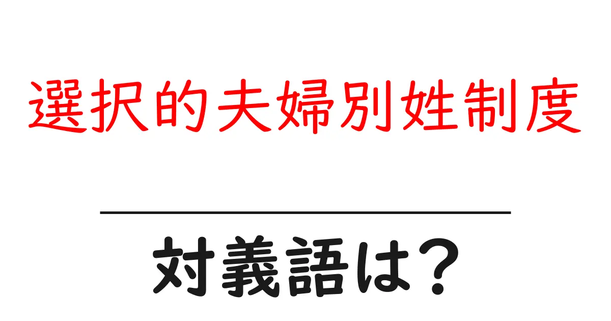 選択的夫婦別姓制度の対義語・反対語を使用例を交えて分かりやすく解説!