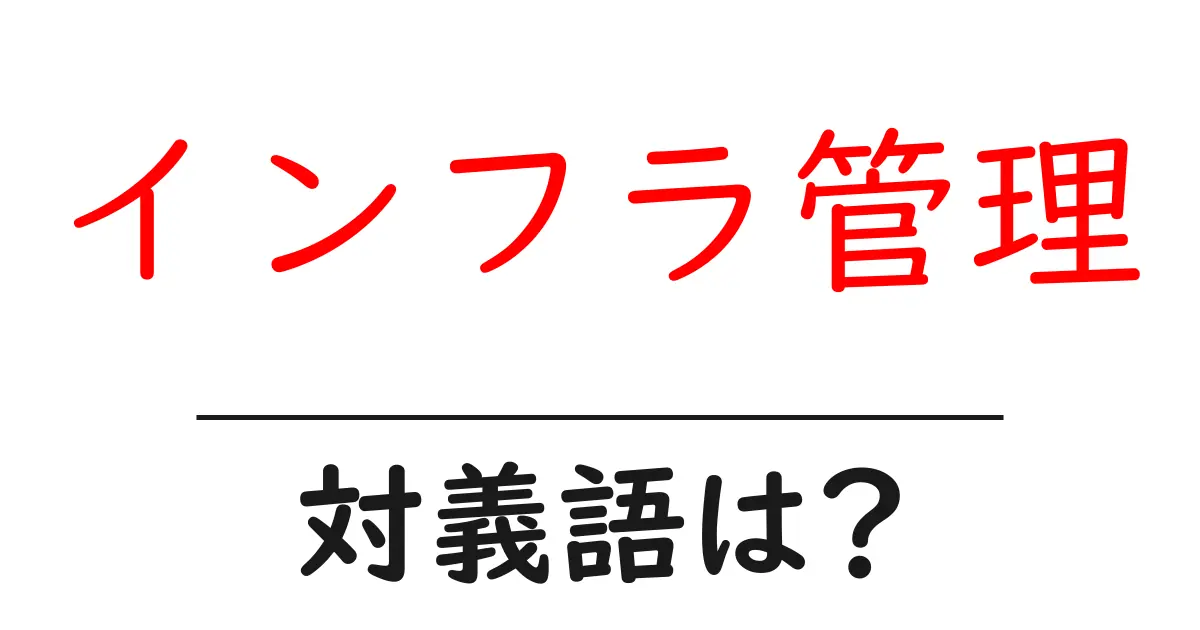 インフラ管理の対義語・反対語を使用例を交えて分かりやすく解説!