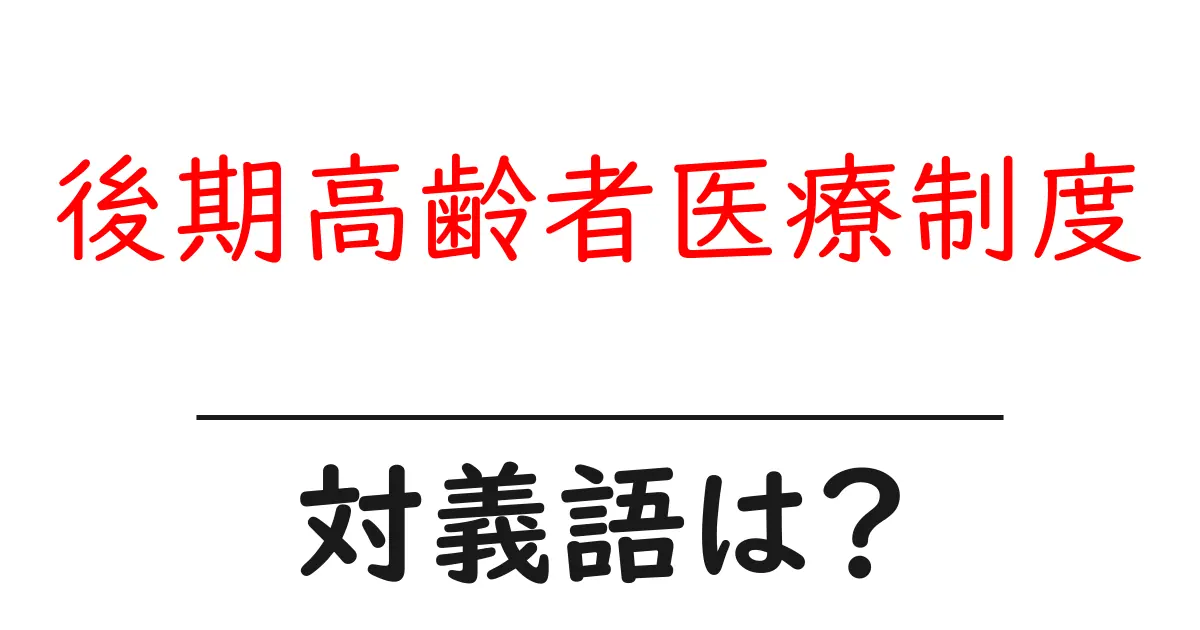 後期高齢者医療制度の対義語・反対語を使用例を交えて分かりやすく解説!