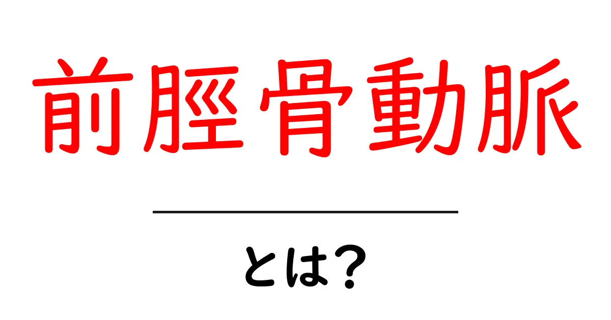 前脛骨動脈・とは？初心者でも分かる解説と基礎知識共起語・同意語・対義語も併せて解説！