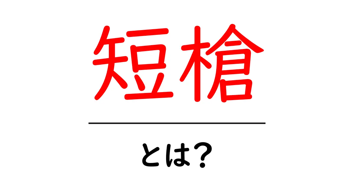 短槍とは？初心者向けガイド：歴史・特徴・現代の使い道を徹底解説共起語・同意語・対義語も併せて解説！