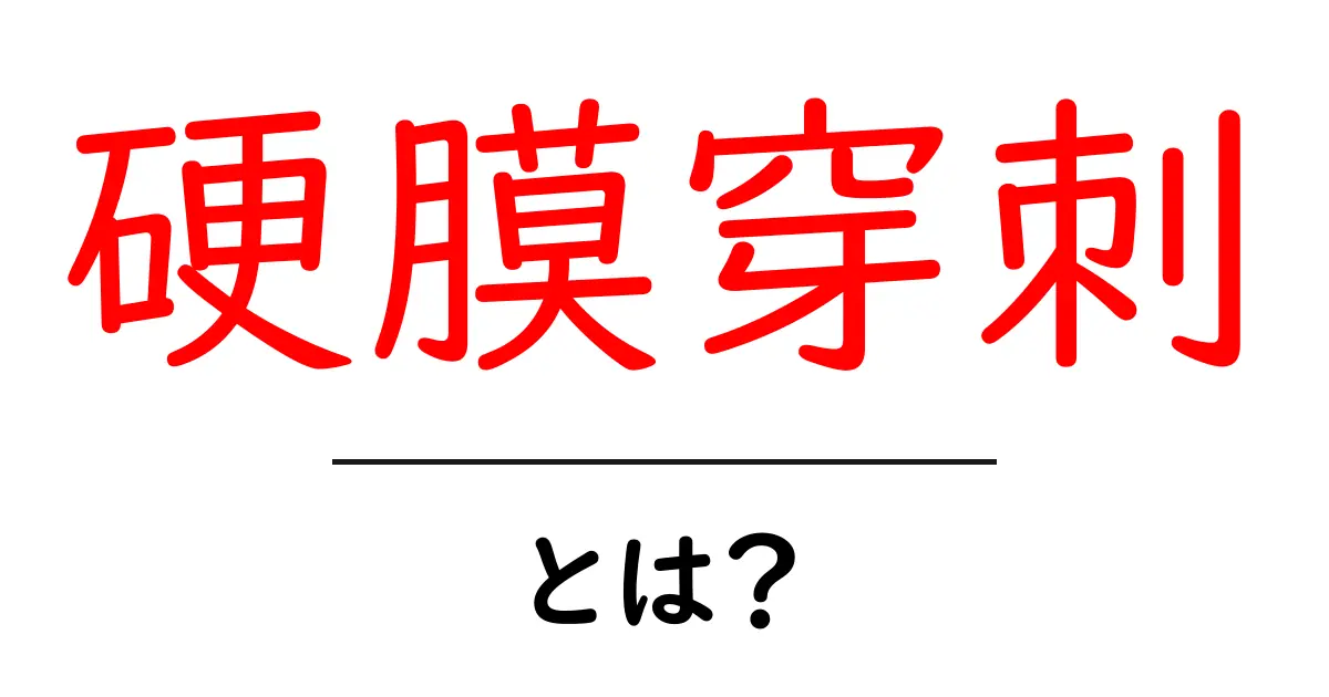 硬膜穿刺とは？初心者向けの完全ガイド共起語・同意語・対義語も併せて解説！