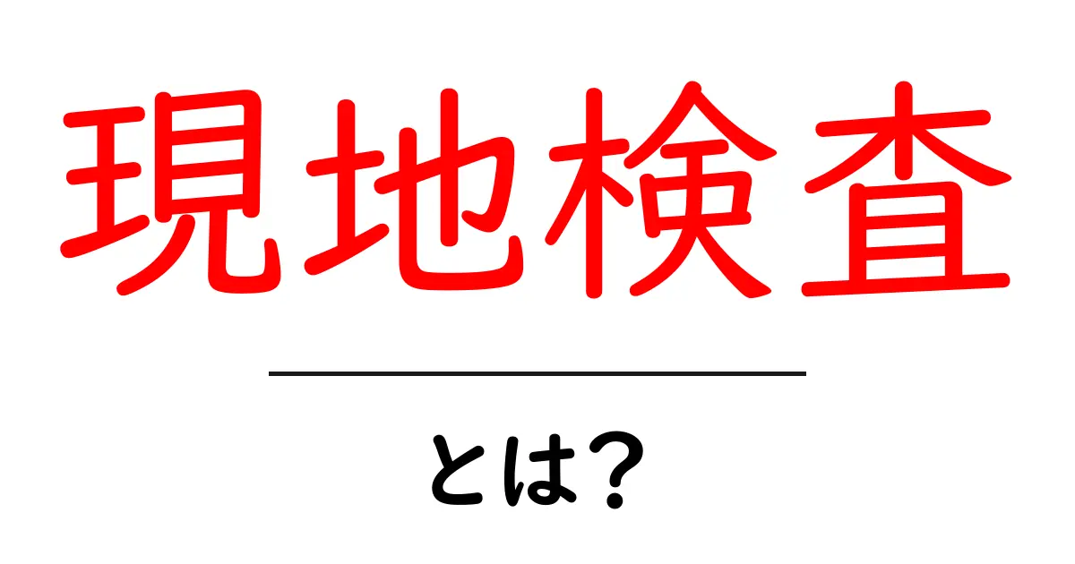 現地検査・とは？初心者にも分かる現地検査の基本と実務ガイド共起語・同意語・対義語も併せて解説！