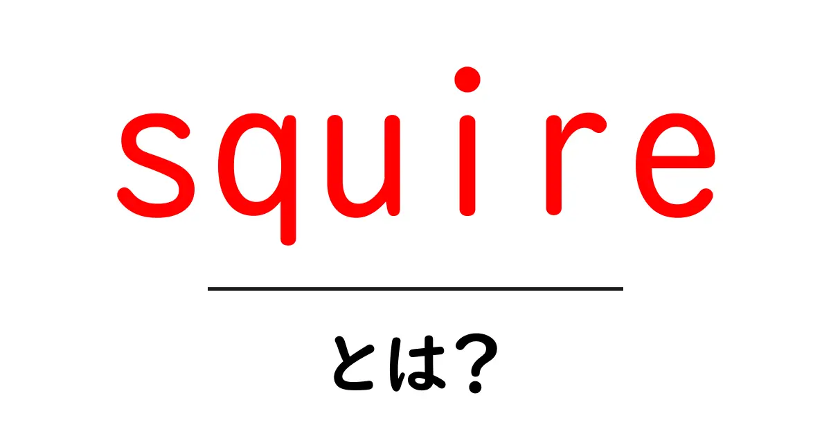 squire とは？初心者でも分かる意味と使い方を徹底解説共起語・同意語・対義語も併せて解説！