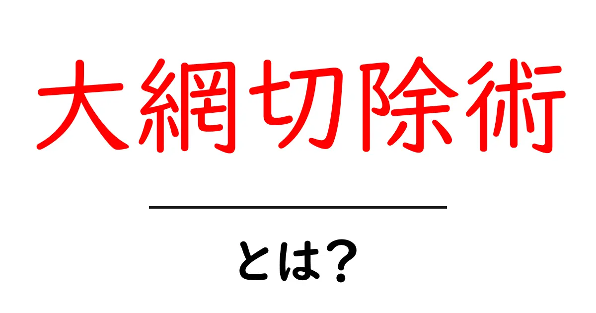 大網切除術とは?初心者にも分かりやすい基本ガイド共起語・同意語・対義語も併せて解説!