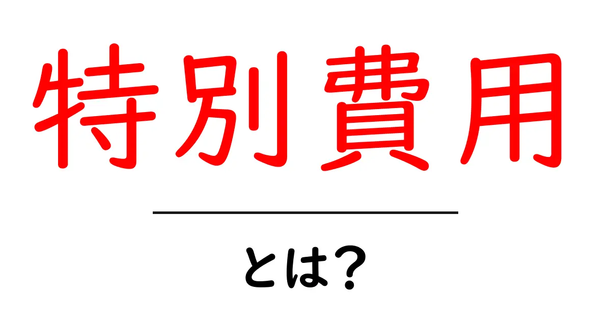 特別費用・とは?初心者が押さえるべき基礎と使い方のコツ共起語・同意語・対義語も併せて解説!
