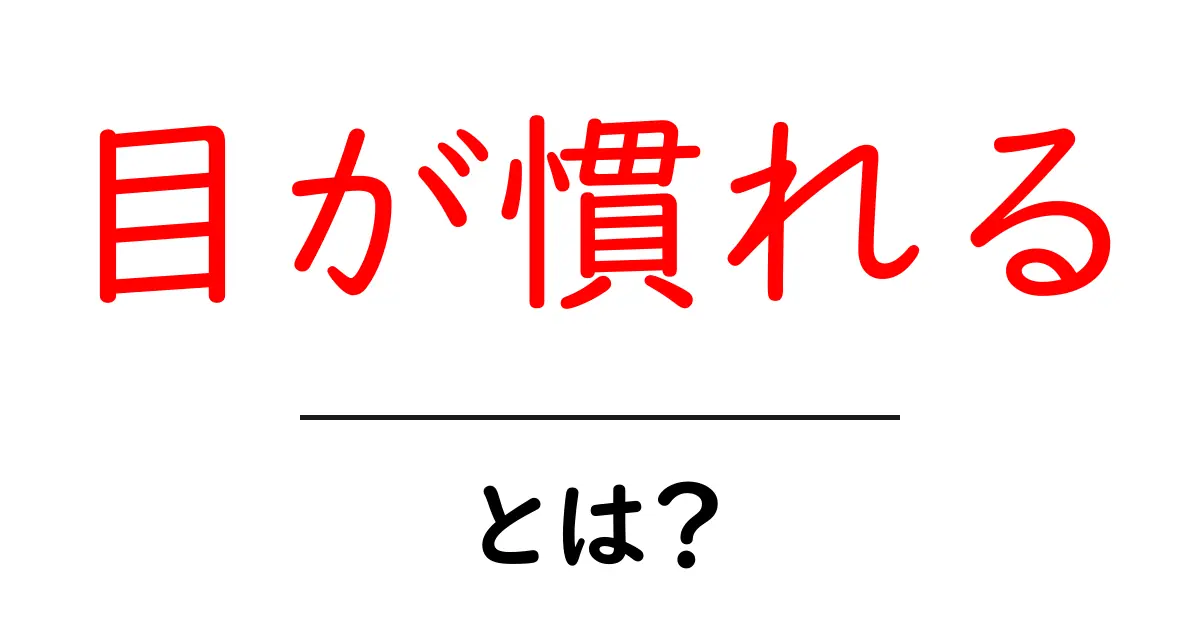 目が慣れるとは?初心者向けに解説する使い方と注意点共起語・同意語・対義語も併せて解説!