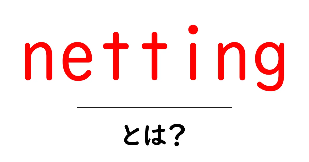 nettingとは？初心者が押さえる基本用語と使い方の解説共起語・同意語・対義語も併せて解説！
