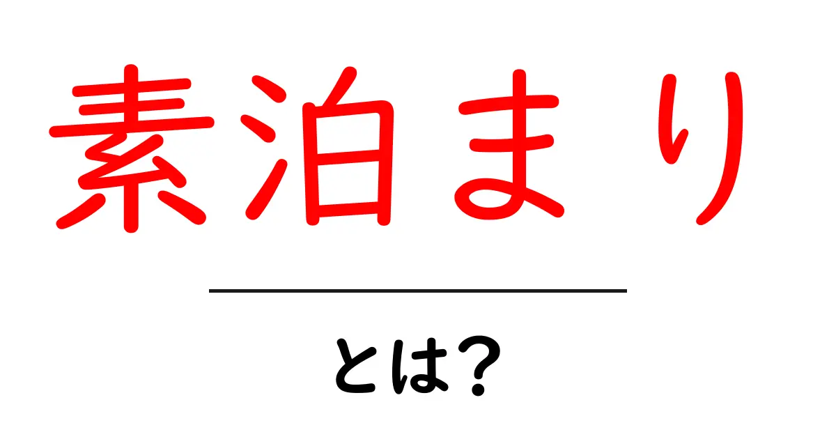 素泊まり・とは?初心者にもわかる宿泊の基本と選び方共起語・同意語・対義語も併せて解説!