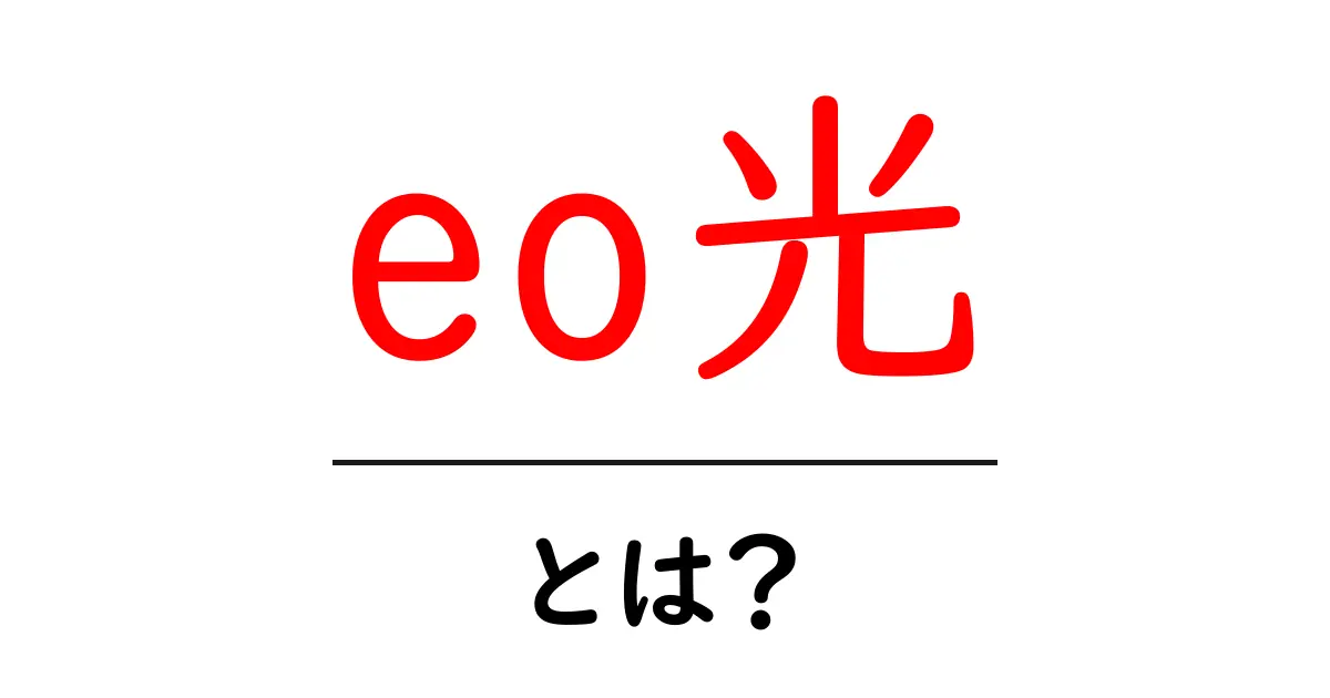 eo光とは？速度・料金・評判を徹底解説共起語・同意語・対義語も併せて解説！
