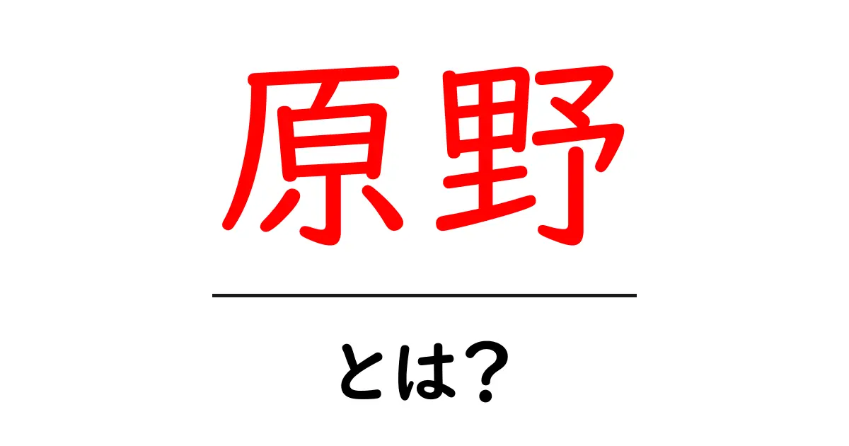 原野とは？初心者向け解説と使い方ガイド共起語・同意語・対義語も併せて解説！